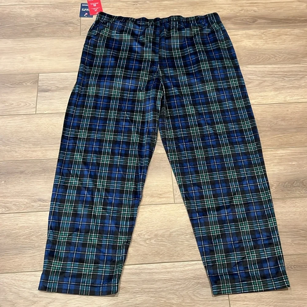 NWT Chaps Sleepwear Navy and Green Plaid Super Soft Pajama Bottoms XL